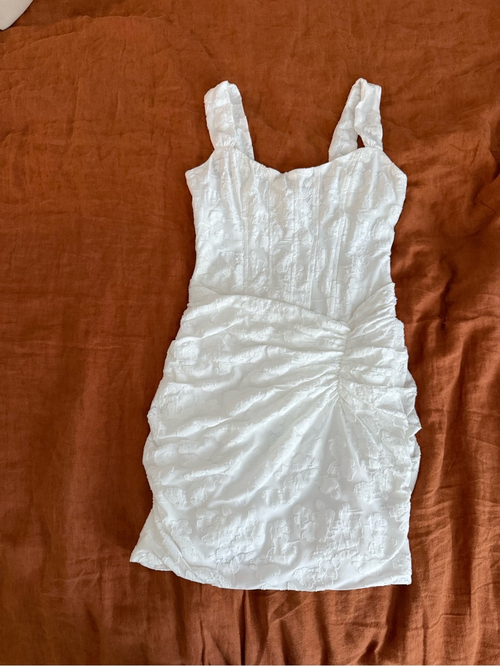 Lulu's Celeste Ivory Floral Burnout Bustier Mini Dress
